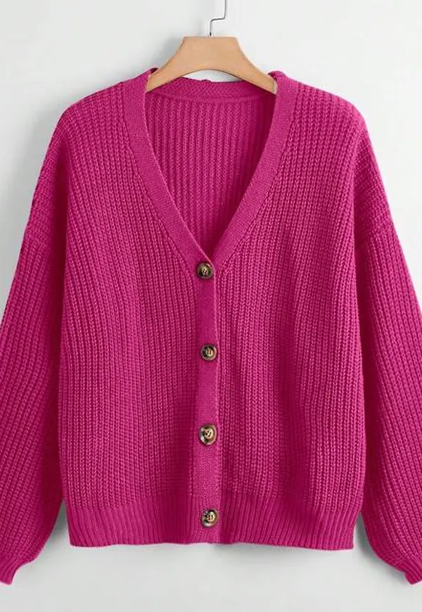 Shein Plus Button Front Drop Shoulder Cardigan