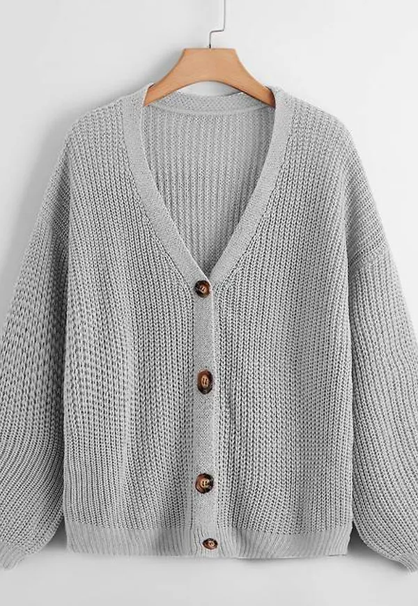 Shein Plus Button Up Drop Shoulder Cardigan