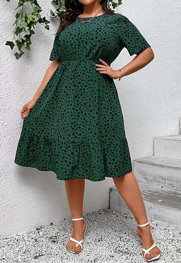 Shein Plus Dalmatian Print Ruffle Hem Dress