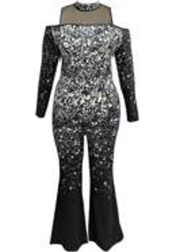 Shein Plus HighNeck Open Shoulder Lngrmad Jumpsuit