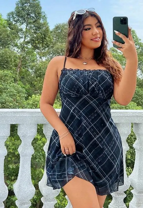 Shein Plus Knitted Mesh Spaghetti Strap Dress