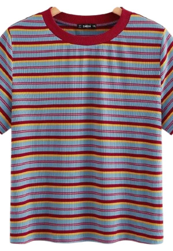 Shein Plus Striped Rib-knit Top