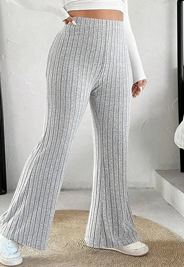 Shein Plus Women'S Solid Color Slit Flare Pants With Hollowed Holes