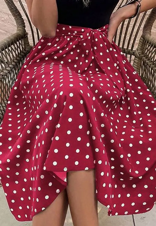 Shein Polka Dot Belted A-line Dress