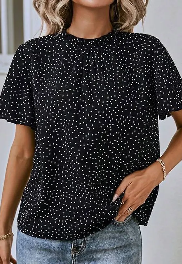 Shein Polka Dot Print Butterfly Sleeve Blouse