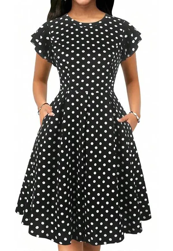 Shein Polka Dot Print Butterfly Sleeve Dress