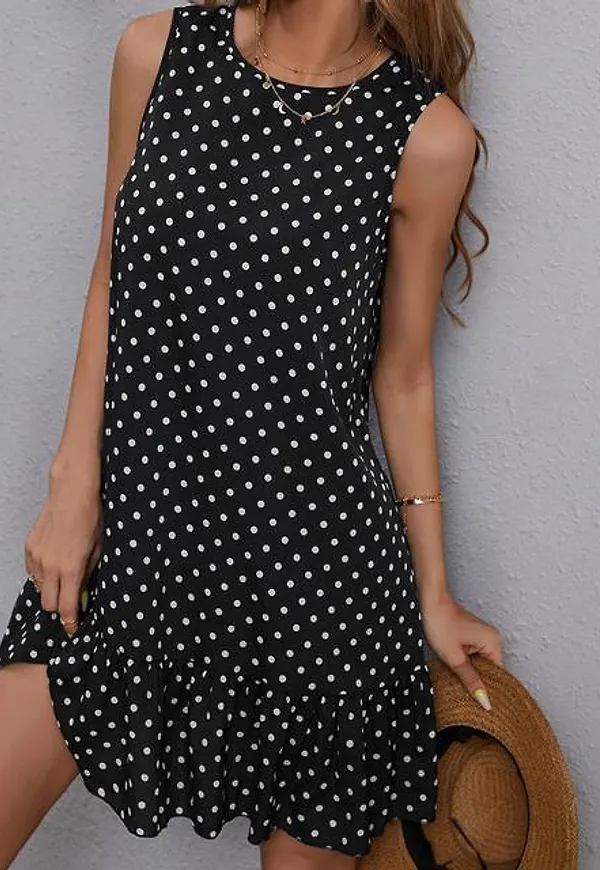 Shein Polka Dot Ruffle Hem Dress