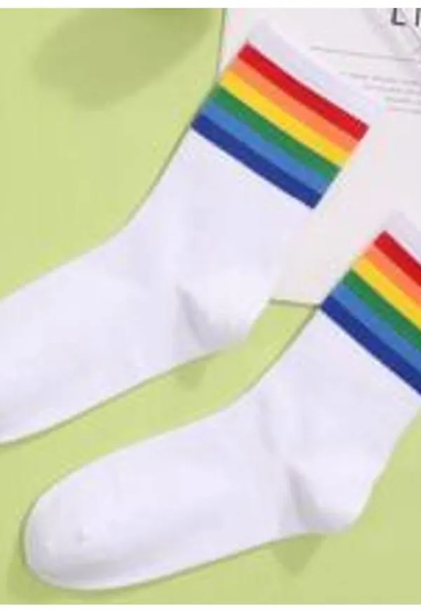 Shein Rainbow Stripe Print Socks