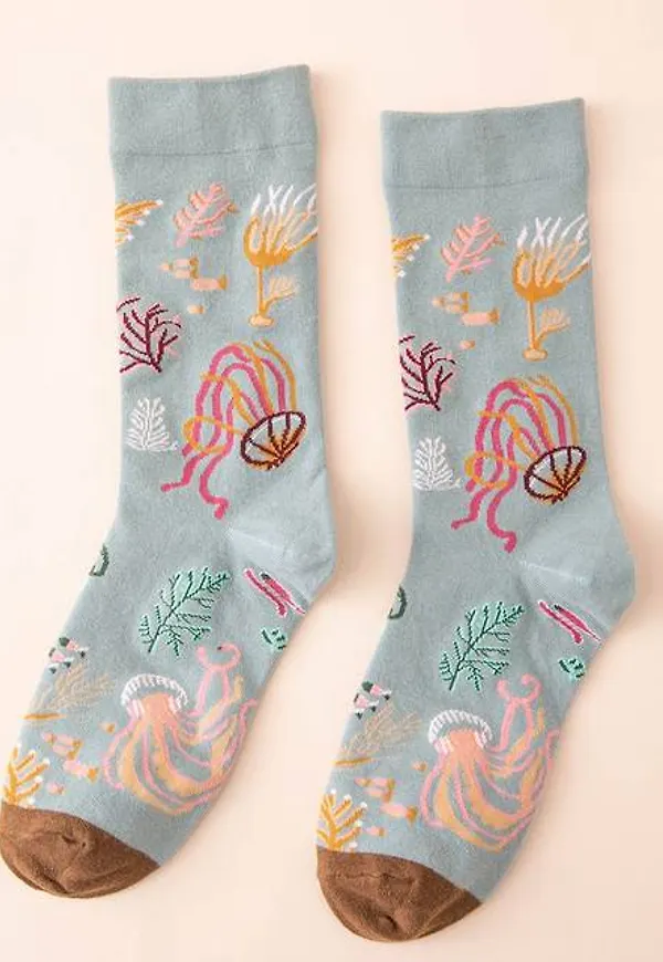 Shein Seaweed Print Crew Socks