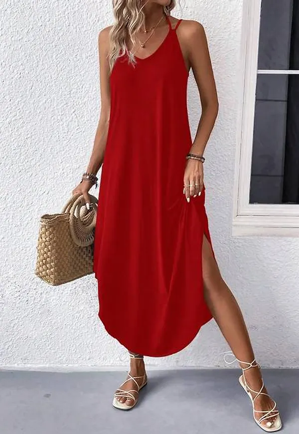 Shein Slit Side Spaghetti Strap Maxi Dress