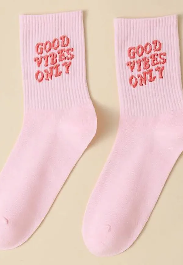 Shein Slogan Graphic Crew Socks