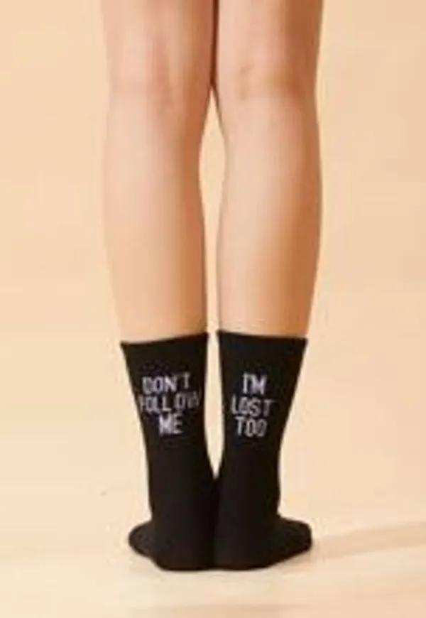 Shein Slogan Graphic Crew Socks