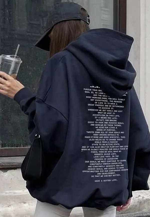 Shein Slogan Graphic Drop Shoulder Hoodie