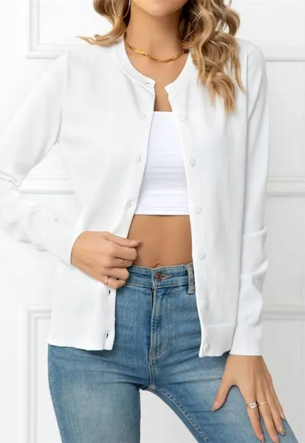 Shein Solid Button Front Cardigan