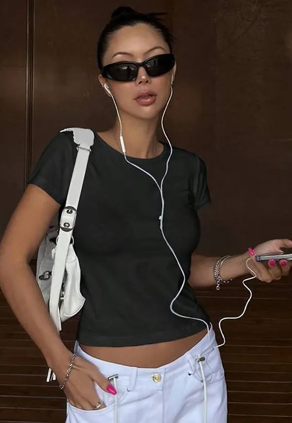 Shein Solid Crop Tee