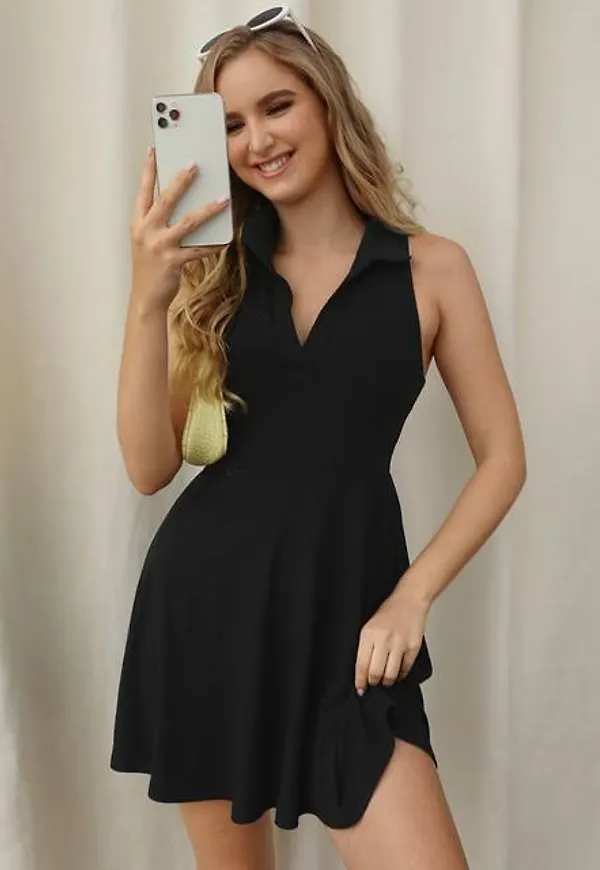 Shein Solid Fit & Flare Dress