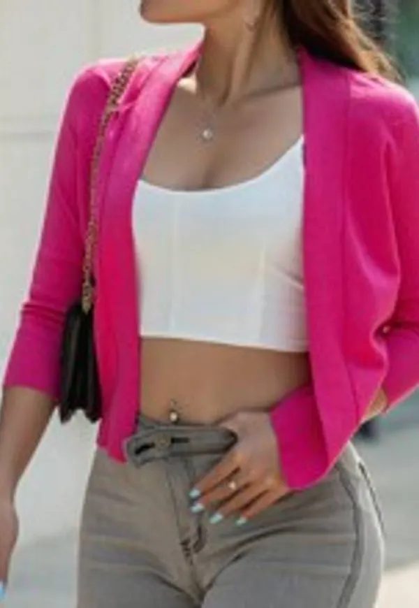 Shein Solid Open Front Crop Cardigan