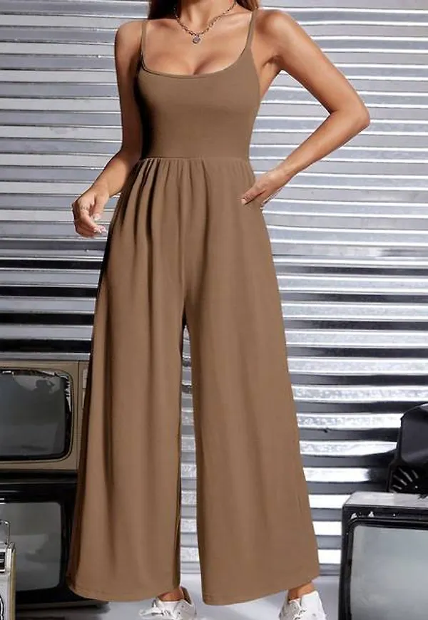 Shein Solid Wide Leg Cami Jumpsuit