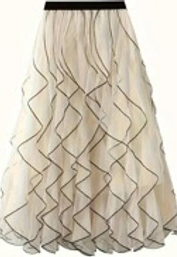 Shein Stitching Detail Wavy Mesh Skirt