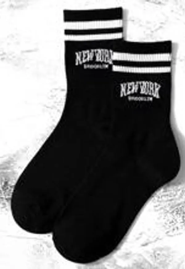 Shein Striped & Letter Graphic Crew Socks