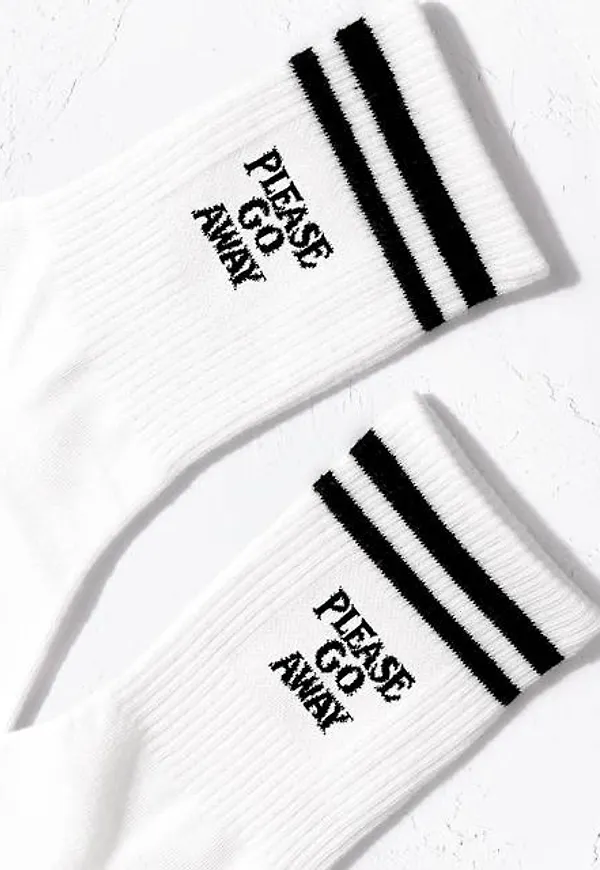 Shein Striped & Slogan Graphic Crew Socks