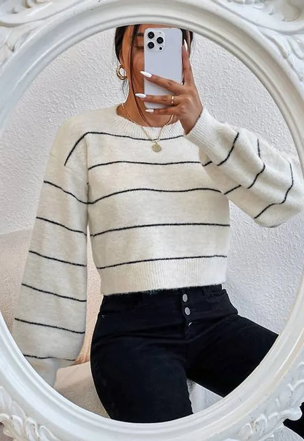 Shein Striped Drop Shoulder Sweater