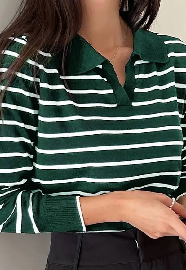 Shein Striped Pattern Collared Jumper