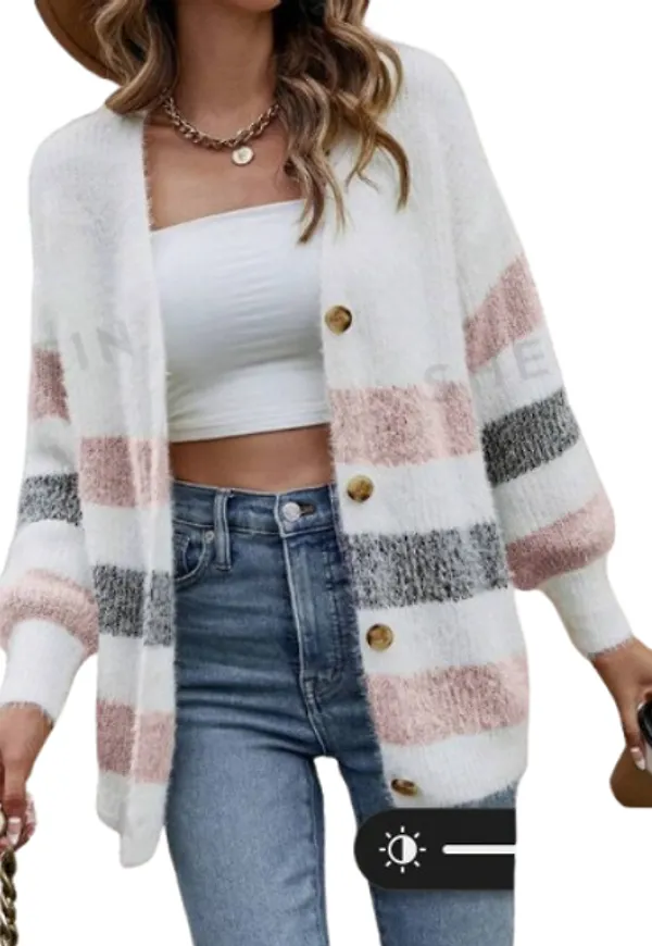 Shein Striped Pattern Drop Shoulder Cardigan