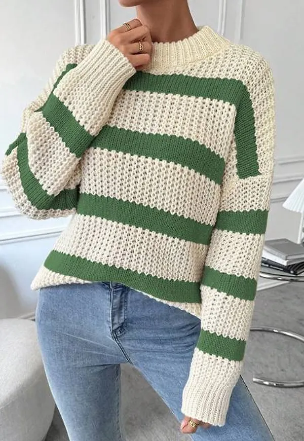 Shein Striped Pattern Drop Shoulder Sweater