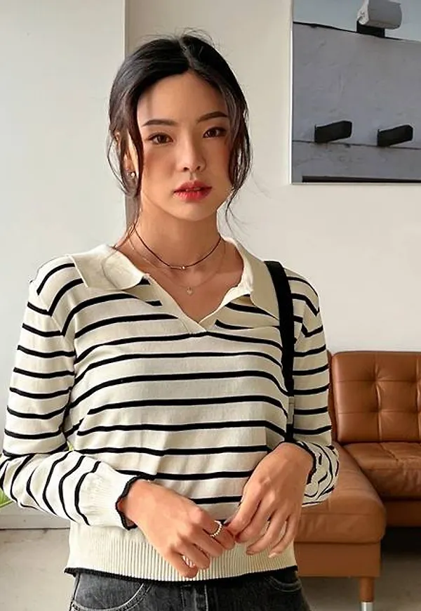 Shein Striped Pattern Ribbed Knit Jumper