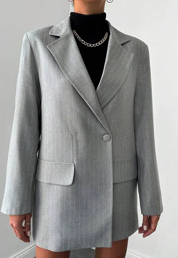 Shein Striped Print Double Button Blazer