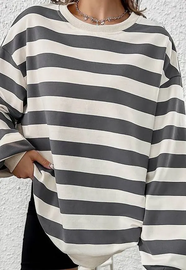 Shein Striped Print Drop Shoulder Sweatshirt