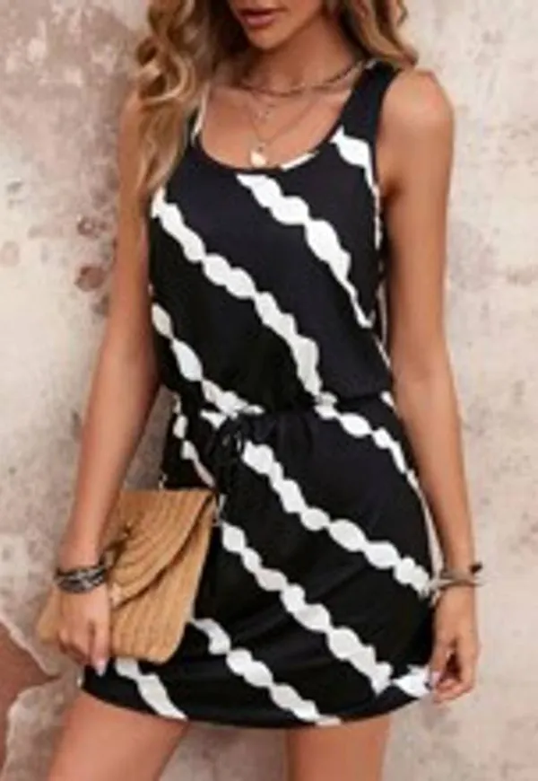 Shein Striped Print Knot Front Dress