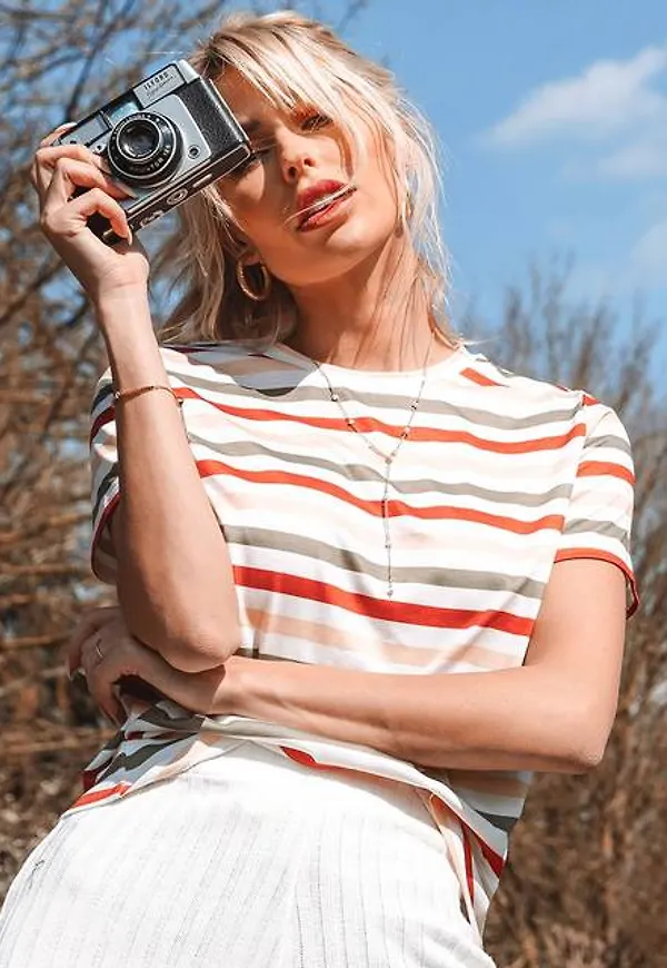 Shein Striped Short Sleeve Tee