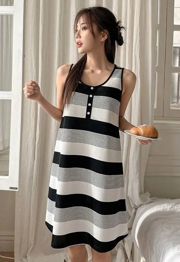 Shein Striped Sleeveless Home Wear Dress
