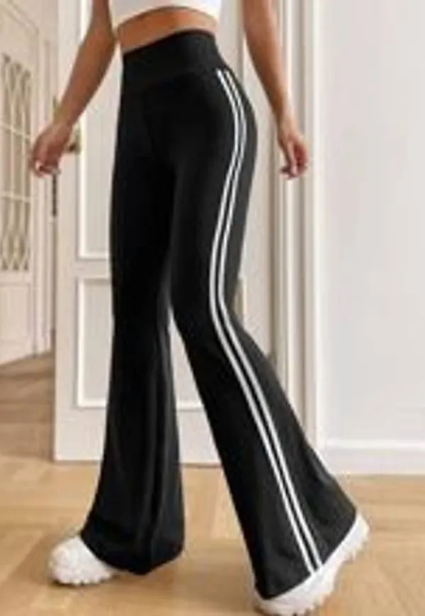 Shein Striped Tape Side Flare Leg Pants