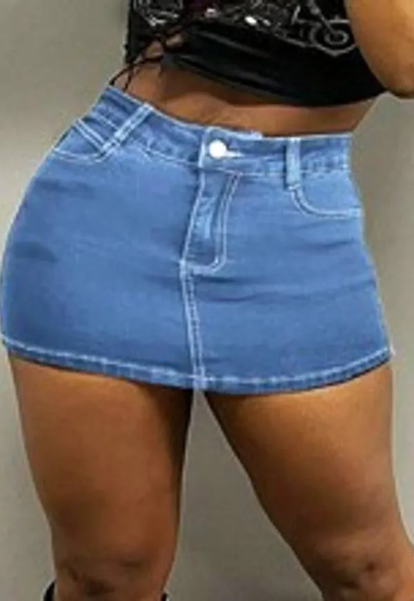 Shein Svart Tight Denim Mini Kjol