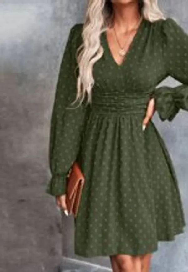 Shein Swiss Dot Flounce Sleeve Dress