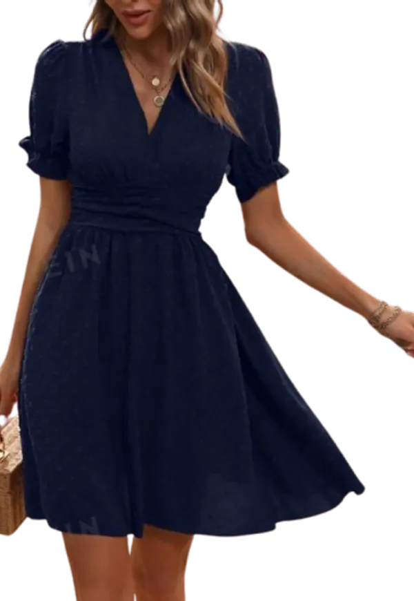 Shein Swiss Dot Puff Sleeve Dress