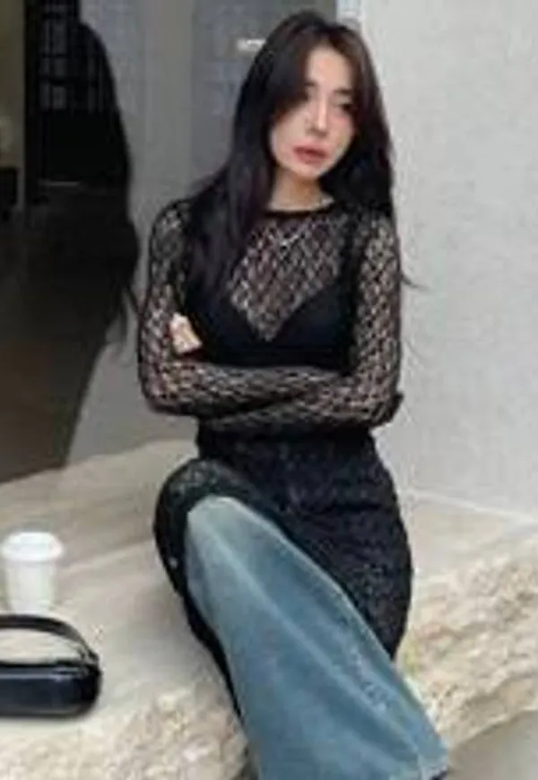 Shein Women Round Neck Solid Color Side Slit Dress