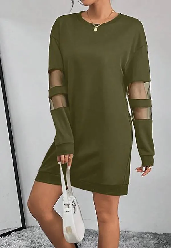 Shein Women'S Off-Shoulder Dress With Mesh Splice Design