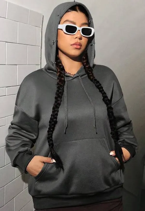 Shein Women's Plus Drawstring Hooded Sweatshirt
