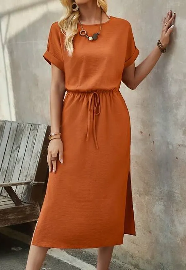 Shein Women'S Round Neck Batwing Sleeve Dress