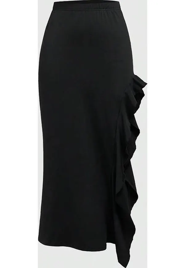 Shein Women's Ruffled Slit Hem Skirt
