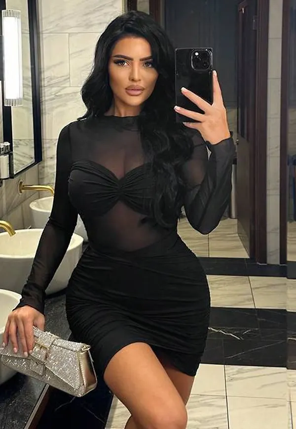 Shein Women'S Sexy Mesh Perspective Evening Dress
