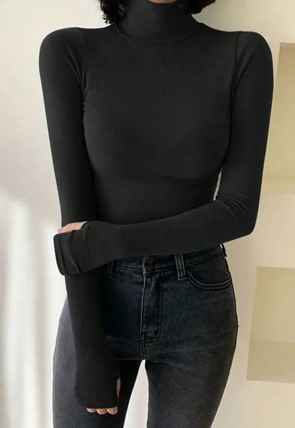 Shein Women'S Slim Fit High Neck T-Shirt