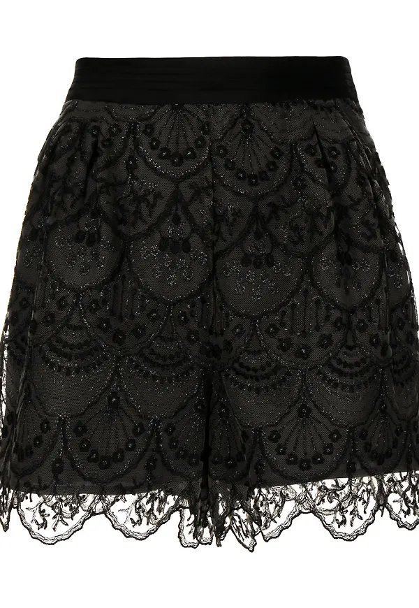 SHIATZY CHEN art-deco spetsshorts - Svart