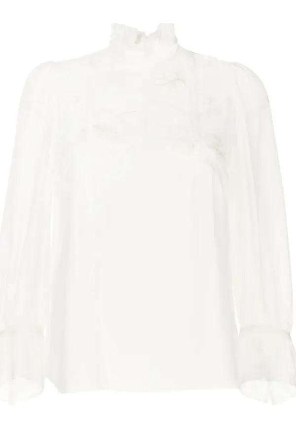 SHIATZY CHEN blus med blommig applikation - Vit