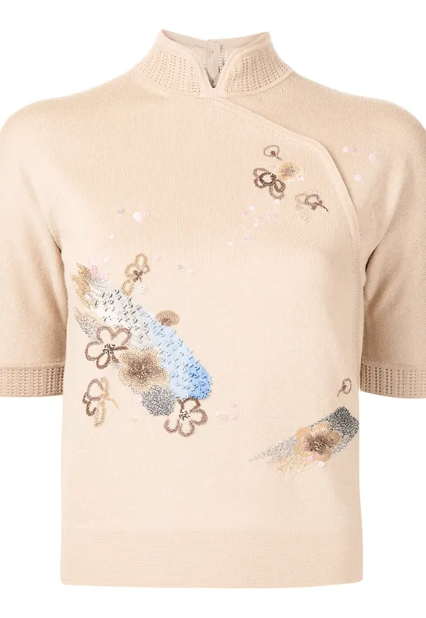 SHIATZY CHEN broderad stickad topp - Brun