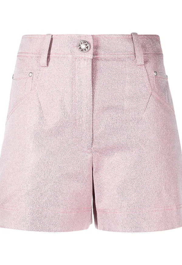SHIATZY CHEN glittriga jeansshorts - Rosa